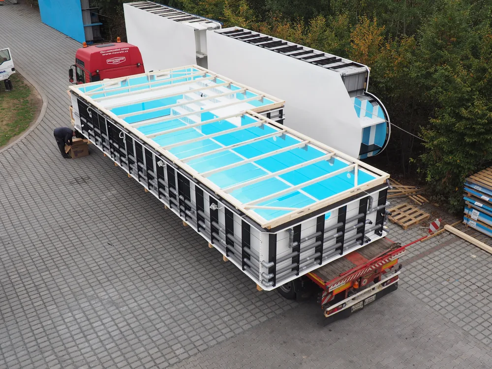 Central Pool prepared for specialist transport and installation